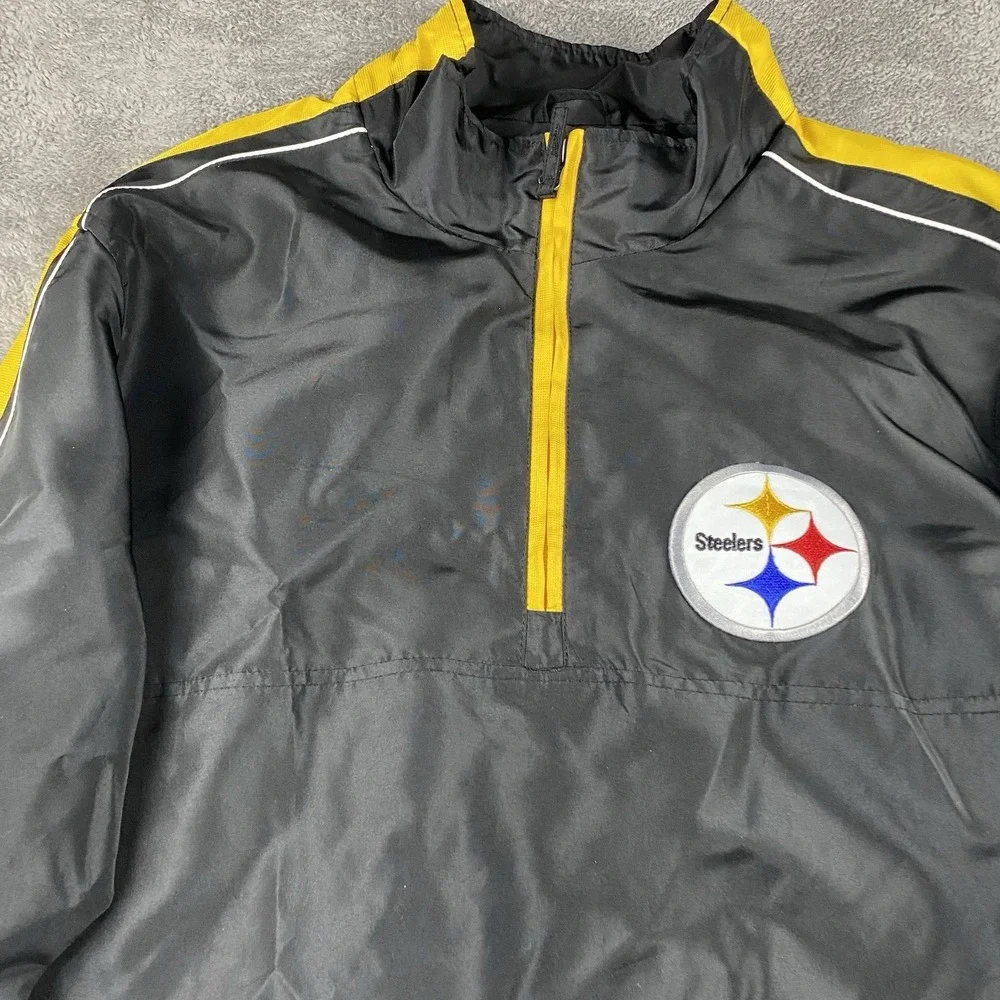 NFL‎ Pittsburgh Steelers Windbreaker Jacket Mens Medium Black Yellow